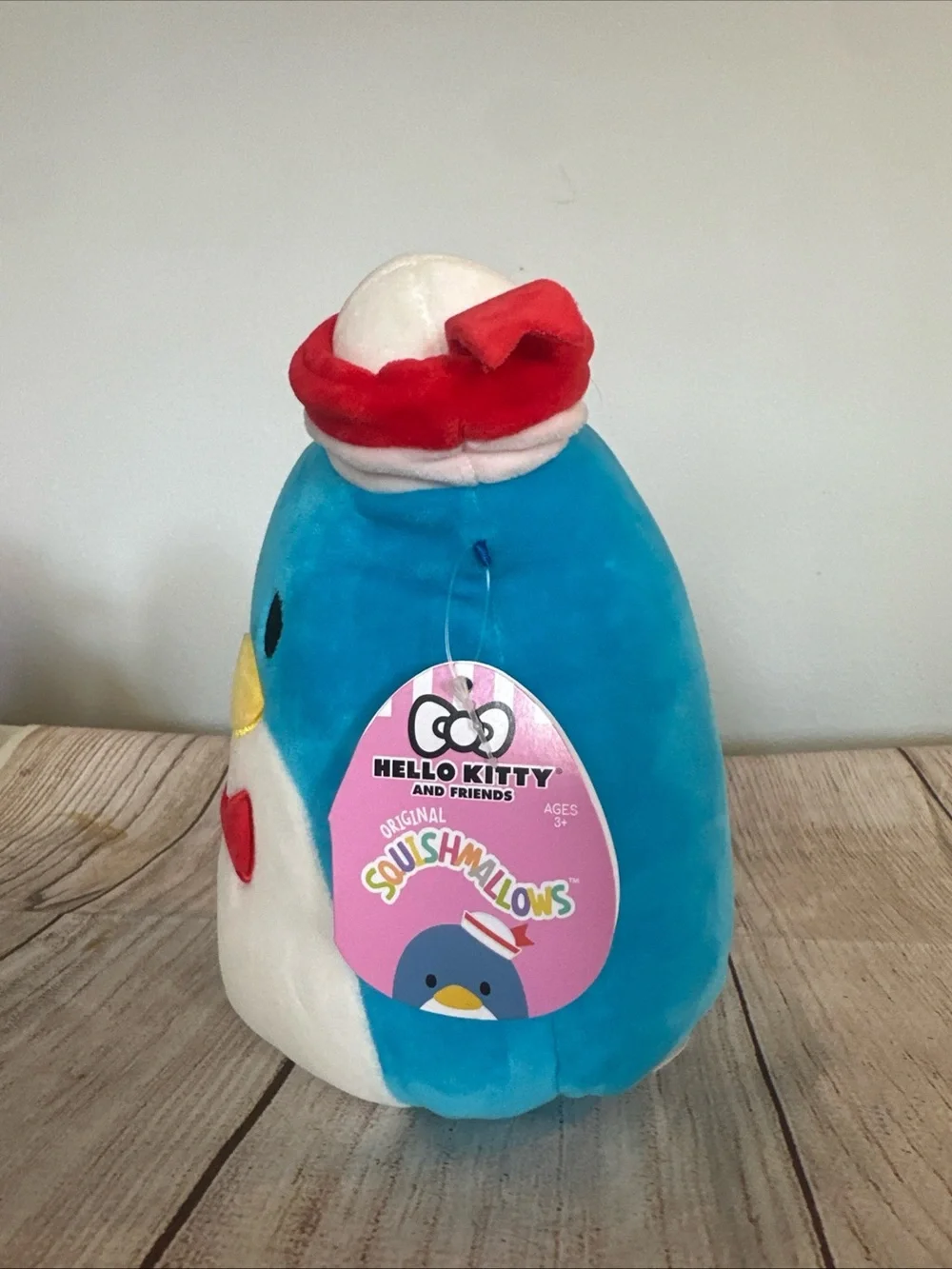 Blue Plush Penguin Pet Toy with Red Bow and Yellow Beak Squishmallow tuxedo Sam